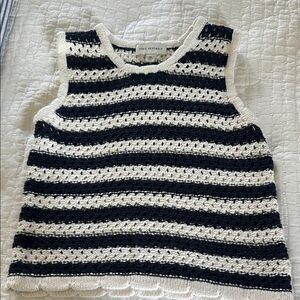 Chic Navy and White Striped Knit Top